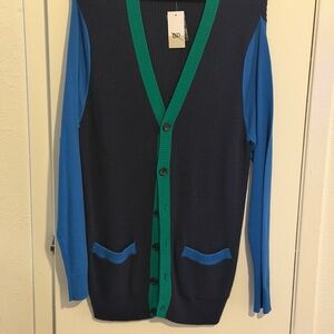 BP Men's Blue and Green Cardigan Sweater